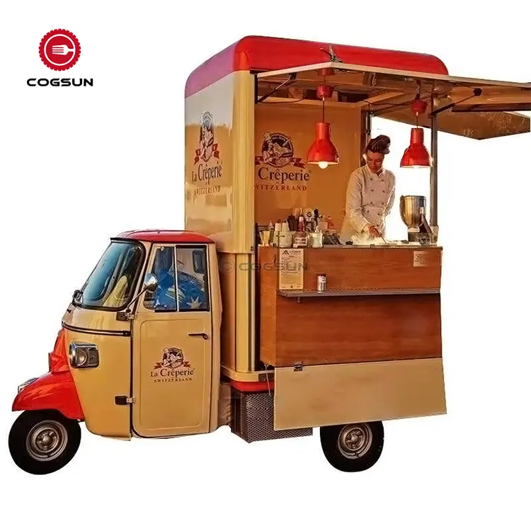 Thức Ăn Điện xe tải thức ăn nhanh bán hàng tự động giỏ hàng phục vụ xe đẩy bia di động Thanh kem xe tải ba bánh xe tải thực phẩm với nhà bếp
