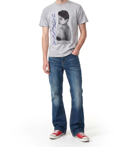 Summer Loose American-style Trendy Short-Sleeve <strong>T</strong>-<strong>Shirt</strong> with Washed Distressed Finish &amp; Classic <strong>MADONNA</strong> Logo Print - Product Image 4