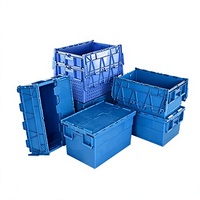 Vente flash : caisses de déménagement en plastique de haute qualité 600*400*320 mm, robustes, grandes boîtes de rangement en plastique avec couvercles