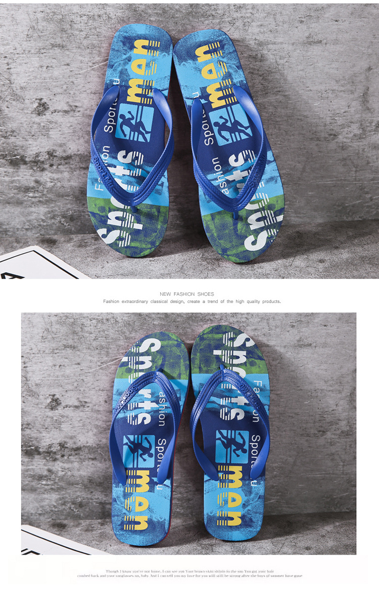 Custom Printing Rubber PE Filp Flops Two-color Monogram Print Flipflops Men Wholesale