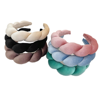 JiaYu-Bandeau pour femme en tissu de velours doux et gonflé, avec bandeaux rembourrés et tissu pour le maquillage