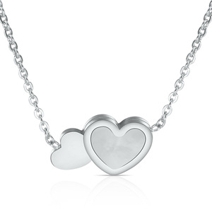 Collier en acier inoxydable en forme de cœur avec incrustation de coquillage, couleur or rose, or jaune, argent, pour un usage quotidien, cadeau - Product Image 2