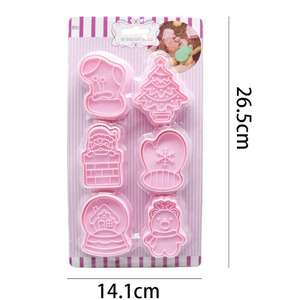 自家製クッキー用の6ピースプラスチック漫画パターン蒸しパンモデリングシュガーケーキベーキングペストリー - Product Image 1