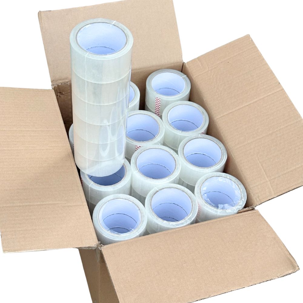 Wholesale Transparent BOPP Acrylic Packing Tape 50MM Strong Adhesive Carton Sealing Klebeband With Mit Logo