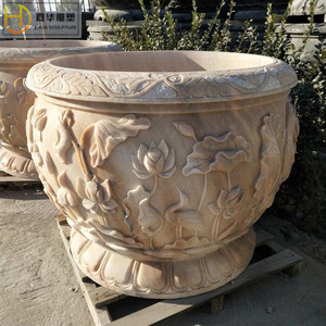 Jiahua <b>Stone</b> Carved Flower Pot <b>Large</b> Chinese Style Durable <b>Garden</b> <b>Ornament</b> - Product Image 3