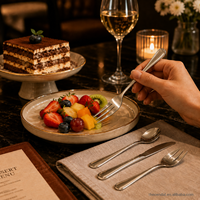 RVS 3-tands 6-delige luxe ecovriendelijke dessert-/fruit-/voorgerechtvorkenset met spiegelpolijsting voor thuis- en restaurantgebruik