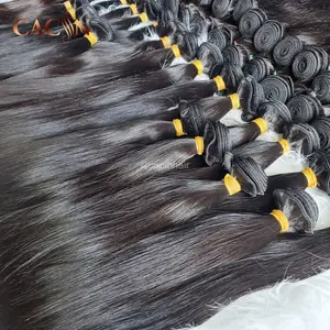 50 Inci Bundel Rambut Manusia Ekor Kuda Virgin Mentah, Grosir Produk Rambut Label Pribadi Alami untuk Wanita Kulit Hitam