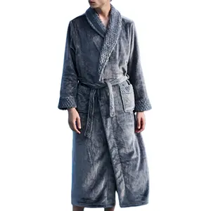 2022 New Couples Fall/Winter Love Men Robe Coral Wool Bathrobe Long Flannel Home Sleep Wear Gown