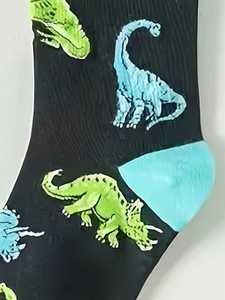 Chaussettes imprimées de dessins animés Triceratops Diplodocus pour hommes, chaussettes de <span class=keywords><strong>dinosaure</strong></span> créatives et personnalisées - Product Image 4