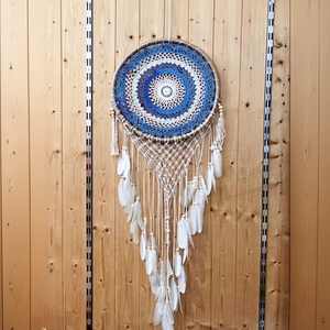 Noitu Dreamcatcher - Decoración de Pared con Mandala Azul de 40x100 cm, Estilo Bohemio - Product Image 5