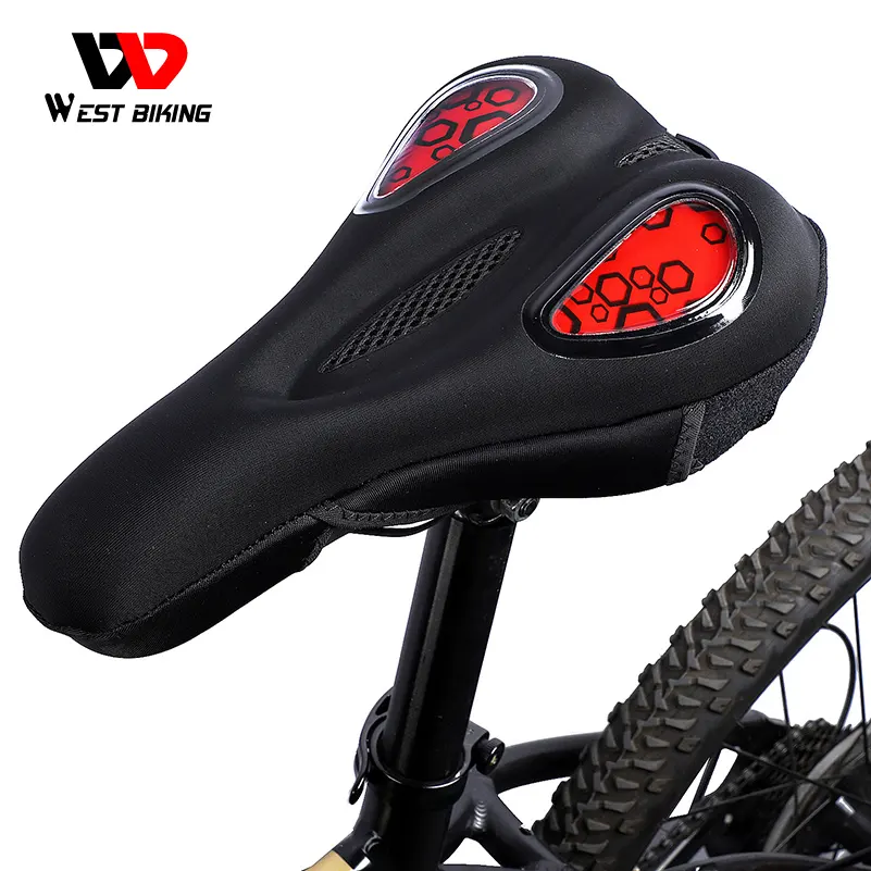 WEST BIKING Cycling Saddle Cover 3D Silicone Gels Soft Bike Accessories Cycle Front Seat Hollow Breathable Bicycle Cushion Cover
