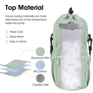 Custom Insulated Nylon Adjustable Shoulder Strap Crossbody Drawstring Water <b>Bottle</b> <b>Carrier</b> Sling Bag - Product Image 2