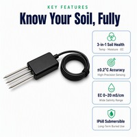 Sonde de haute précision 3-en-1 RS485 pour température, humidité et conductivité électrique du sol, étanche IP68, haute précision 2% pour l'agriculture intelligente