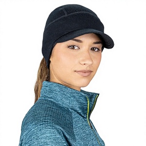 Chapeau queue de cheval pour femmes adultes |   Chapeau en mélange de <span class=keywords><strong>laine</strong></span> jacquard avec détail boutonné et <span class=keywords><strong>cache</strong></span>-oreilles rabattable - Product Image 1