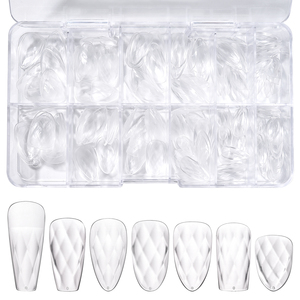 120 faux ongles en ABS en forme de diamant 3D, style français, demi-couverture, sans couture, pour extension de manucure en salon - Product Image 3