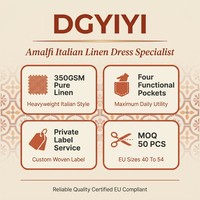 Robe chemise en lin Amalfi Italie sur mesure pour femme, ceinture à anneaux, quatre poches, manches 3/4, ODM, grandes tailles 40-54