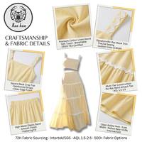 Ensemble deux pièces d'été, haut court à col carré et jupe longue à volants avec bordure en ruban dentelle, service OEM et ODM disponible