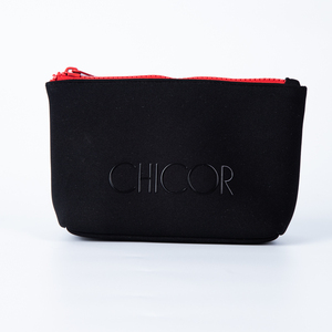 Neoprene Mini Small Cosmetic Bag Red Plastic Zipper Packaging Bag Lightweight Durable Black Neoprene Makeup Bag