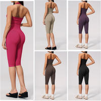Tenue de Yoga Sans Couture Personnalisée 2026 – Ensemble 2 Pièces : Débardeur Court Col V et Legging Taille Haute Longueur Mollet pour Femme