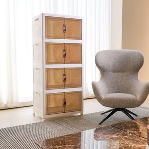 Armario de Almacenamiento Plegable Multicapa Ajustable de Madera Maciza Moderna, Sin Instalación, para Sala de Estar o Dormitorio, HIP 1, 1 Año - Product Image 2