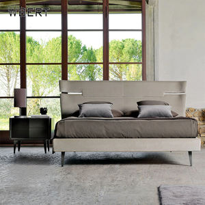 WBERT Modern Simple Wabi-Sabi Italian Minimalist Leather <b>Bed</b> High Designer <b>Light</b> Luxury Double Wedding <b>Bed</b> Master Up-Holstered - Product Image 2