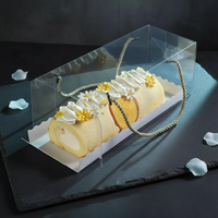 Emballage en plastique PET écologique pour boîte à gâteau roulé, gaufrage, impression personnalisée, boîte à dessert, boîte à pâtisserie transparente carrée