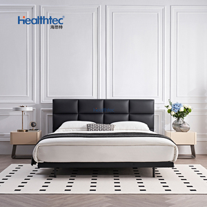 Cadre de lit pleine grandeur <span class=keywords><strong>avec</strong></span> base en latte de bois mobilier de chambre <span class=keywords><strong>à</strong></span> coucher lit en cuir lit en polyuréthane - Product Image 4