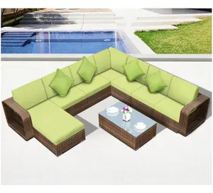 Ocio al aire libre Muebles de Jardín sofá reclinable conjunto moderno en forma de L sofá