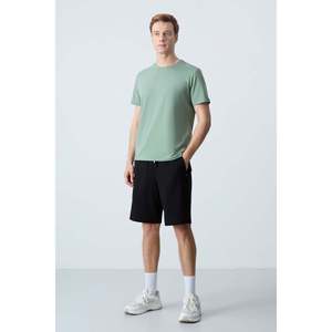 Pantalones Cortos Básicos para Hombre de Algodón Negro, Gruesos, Suaves y Texturizados, Corte Estándar - 81278 - Negro - Product Image 2