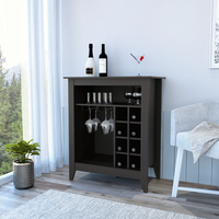 DEPOT E-SHOP Meuble bar Mojito, un tiroir ouvert, une étagère ouverte, noir