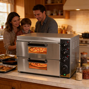 <span class=keywords><strong>Four</strong></span> à pizza électrique double étage pour <span class=keywords><strong>boulangerie</strong></span>, équipement de cuisson industriel et commercial pour pizzas, pains et gâteaux - Product Image 1