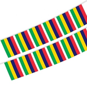 Matériau polyester promotionnel 14*21 drapeau de chaîne de <span class=keywords><strong>Maurice</strong></span> drapeaux suspendus de <span class=keywords><strong>Maurice</strong></span> drapeau de bruant décoré personnalisé - Product Image 1