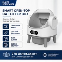 Bac à litière intelligent pour chat, grande capacité 68L, en ABS, écologique, désodorisation à 99%, contrôle automatique sans odeur, contrôle par application, forme carrée