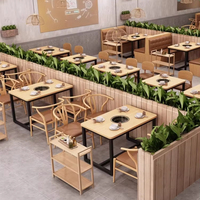 Ensemble de table à manger moderne en cuir avec 4 chaises, table de restaurant, buffet, barbecue, brochettes, cuisinière à induction, hotpot