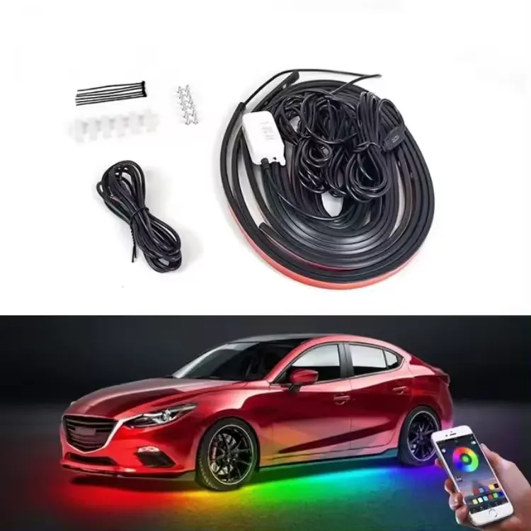 Neon Light Kit Muziek Sync Droom Kleur Jagen App Controle Rgb Led Underbody Glow Car Sfeer Licht