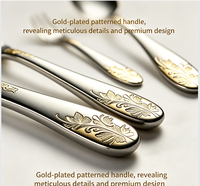 Ensemble de couverts de luxe en acier inoxydable doré 4 pièces, finition miroir haute brillance, comprenant cuillère, fourchette, couteau et cuillère à thé pour mariage