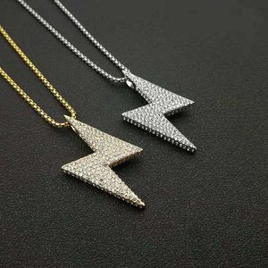 yunnique Lightning Pendant Necklace Stainless Steel Pave Setting Unisex Gift Jewelry DZ311 - Product Image 1