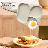 Wajan Penggorengan 3 in 1 Anti Lengket, Peralatan Masak untuk Sarapan, Wajan Aluminium untuk Menggoreng Telur