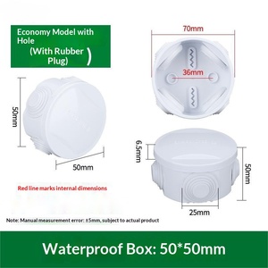 Boîte de jonction étanche 50x50mm en plastique ABS, pré-percée, pour câbles, boîte de conduit électrique ronde extérieure - Product Image 2