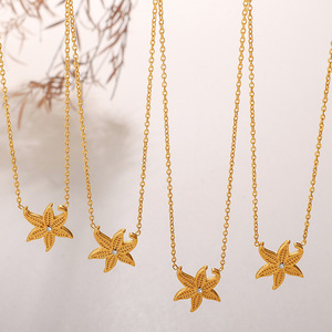 Collier pendentif étoile de mer en acier inoxydable plaqué or 18 carats, bijoux de mode pour tous les jours - Product Image 1