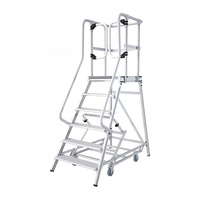 Roulettes rétractables Échelle de travail de hauteur 1.2m Échelle antidérapante de sécurité mobile Échelle en aluminium à plate-forme