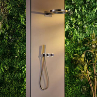 Robinet de douche dissimulé de luxe mitigeur métal cascade pommeau de douche rond double poignée en laiton ensemble de douche pluie