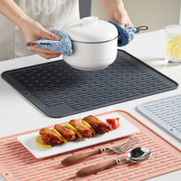 Tapis de séchage de vaisselle de cuisine en silicone imperméable et réutilisable pour le comptoir de cuisine Support d'évier à séchage instantané