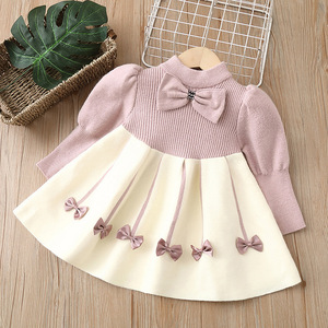 Abiti invernali da 1 <span class=keywords><strong>a</strong></span> 5 anni in <span class=keywords><strong>maglia</strong></span> bowknot per bambine - Product Image 2