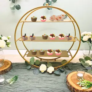 3 Tier Ronde Gold Metal Cupcake Stand Display Dessert Houders Voor Bruiloft Decoratie Regelingen