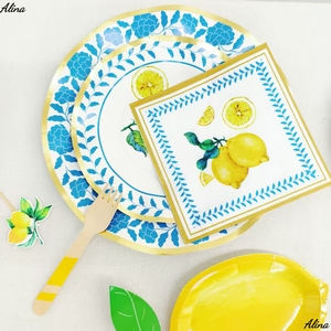 DAMAI Summer Fruit Lemon Party Supplies Kids Party Event <b>Disposable</b> Plates 8 INCH 10 INCH <b>Tableware</b> Paper Napkins Cups Plates - Product Image 3