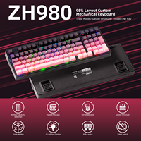 Teclado Mecánico Inalámbrico Zornher 95% Rosa ZH980 con Teclado Numérico, Interruptores Sakura de Sonido Fuerte, Teclas PBT Iluminadas, Tamaño Completo