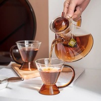Ensemble de théière en verre borosilicate de haute qualité personnalisé de 500 ml, design luxueux fait main, infuseur à thé avec tasses