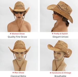 Sombrero de Vaquero de Piel Melesh para Mujer y Hombre con Ala Ancha Moldeable para Sol y Playa Estilo Western - Product Image 6