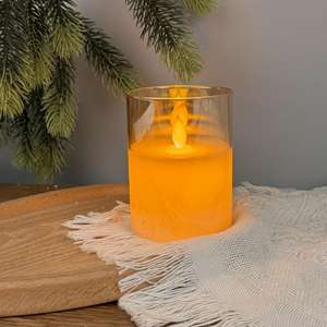 Juego de Velas Aromáticas LED USB con Llama Parpadeante de Cera Real en Vaso de Vidrio Gris Dorado, Funciona con Batería Electrónica - Product Image 5